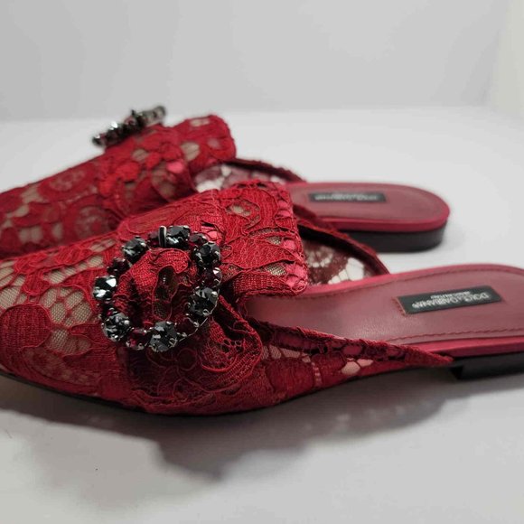 Dolce &Gabbana red lace slides - Picture 5 of 8